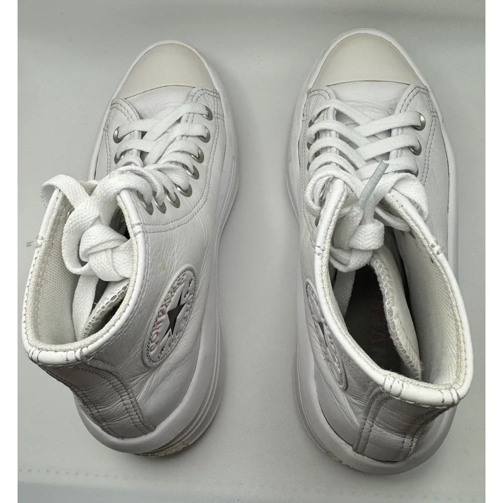 Converse Sneakers Women's Size 6.5 White Leather All Star Platform Lift *wear*